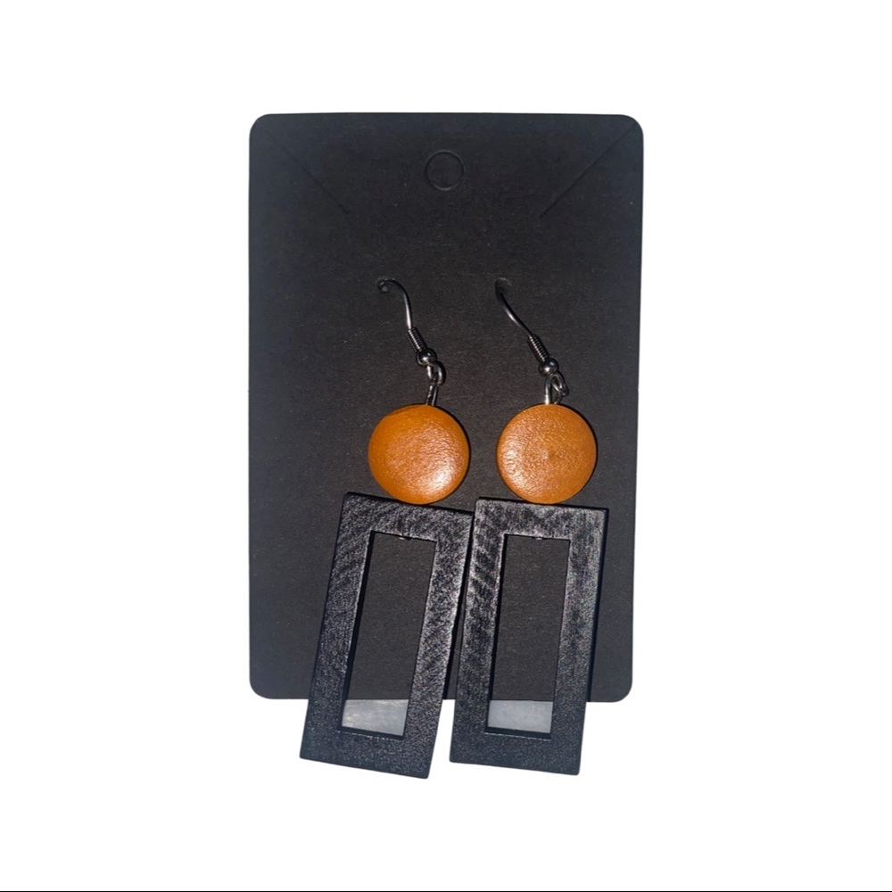 Boho black rectangle earrings
